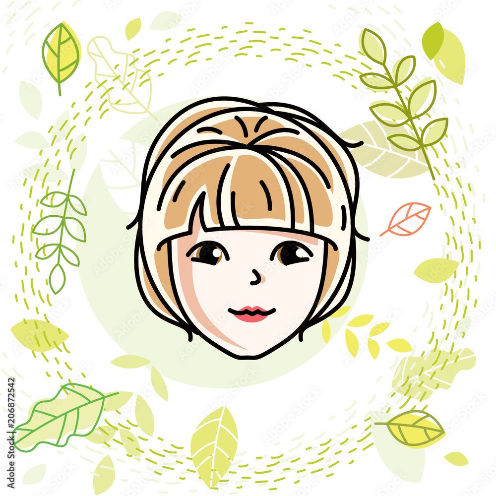Caucasian woman face, vector human head illustration. Attractive blonde female with stylish haircut. Caucasian woman face, vector human head illustration. Attractive blonde female with stylish haircut.