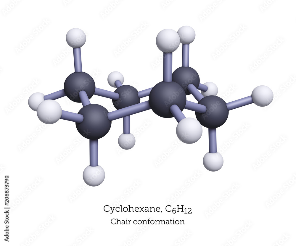 Ball And Stick Model Of Cyclohexane 3d Render Stock Illustration