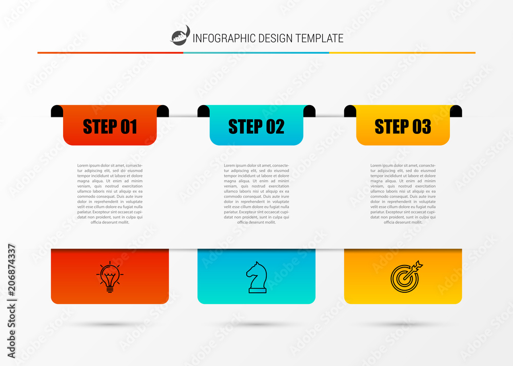 Fototapeta premium Infographic design template. Business concept with 3 steps