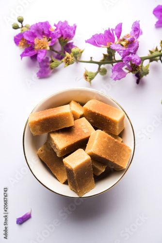 Mysore pak or Mysuru Paaka is south indian cake like sweet photo