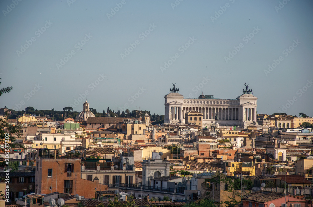 View of the Altare della Patria, a monument built in honor of king Victor Emmanuel in Rome, the incredible city of the Ancient Era, known as 