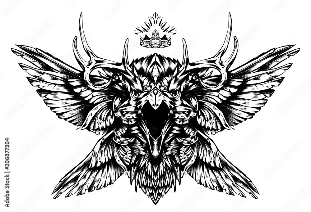 Fototapeta premium screaming mystical Raven