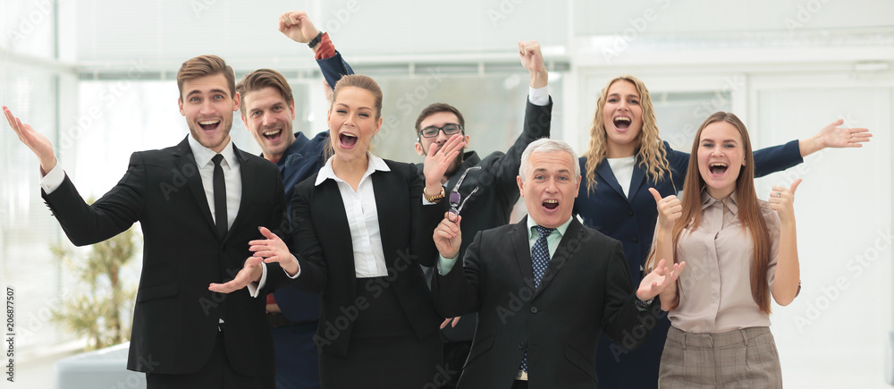 closeup portrait of a leading business team.