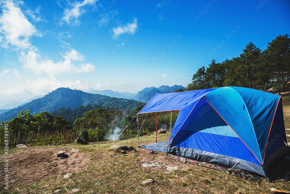 travel relax in the holiday. camping on the Mountain. Thailand