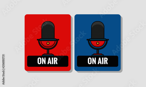 On Air Sign Sticker with Microphone Illustration