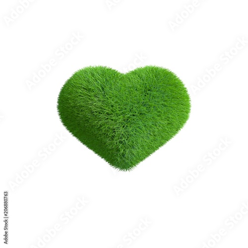 Heart from grass.3D renderi...