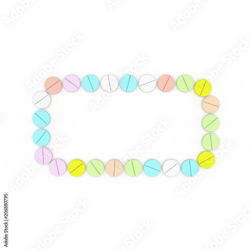 Color Pills frame. Isolated...