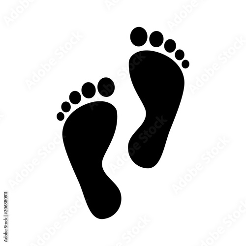 Human feet black silhouette. Footprint with toes symbol icon. 