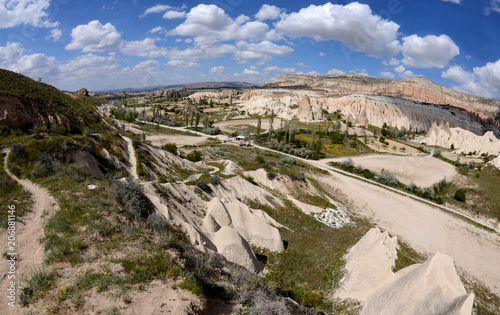 View of unique Pink Valley from the Swords valley,volcanic landscape,Cappadocia, Turkey