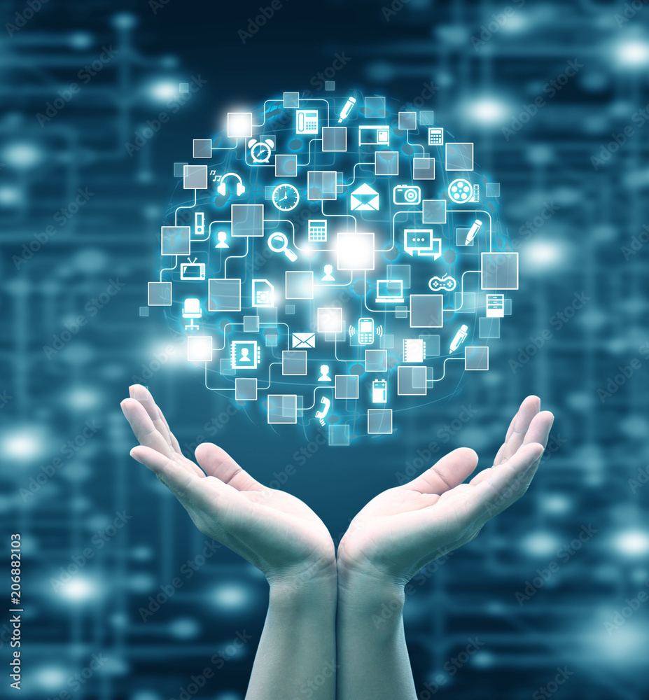businessman holding social media businessman holding social media