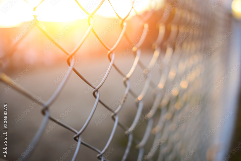 fence with metal grid in perspective