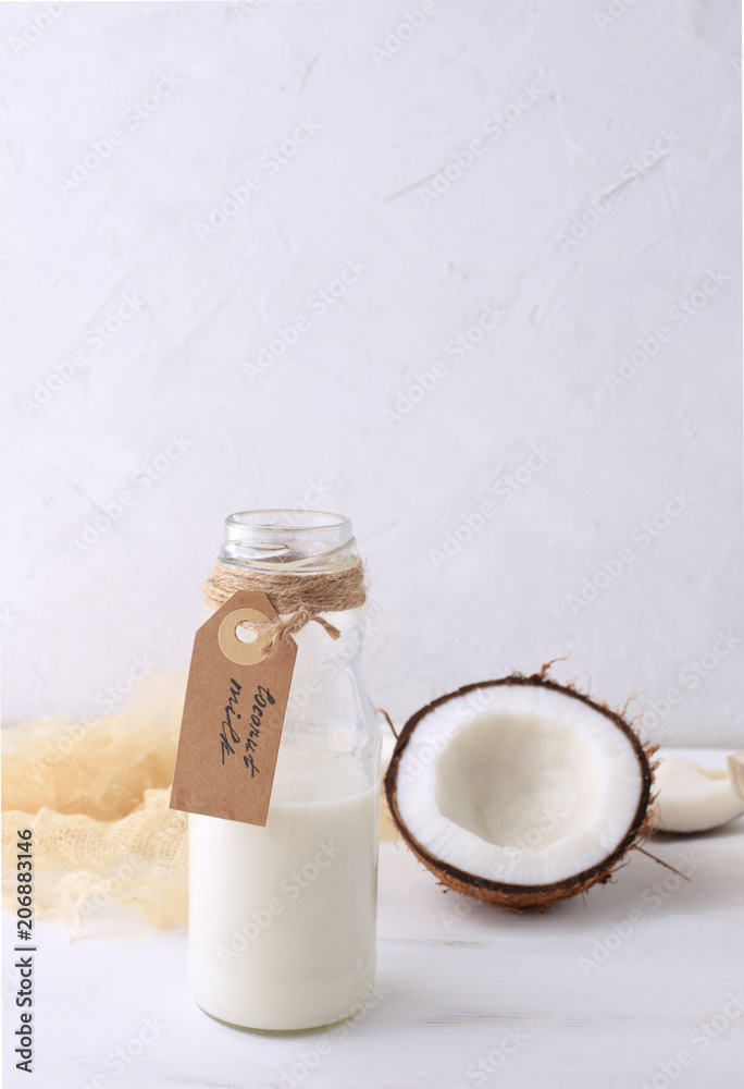 Bottle of fresh coconut milk Bottle of fresh coconut milk