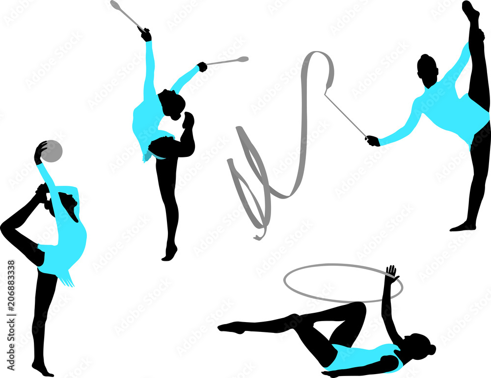 Fototapeta premium rhythmic gymnastics silhouettes - vector