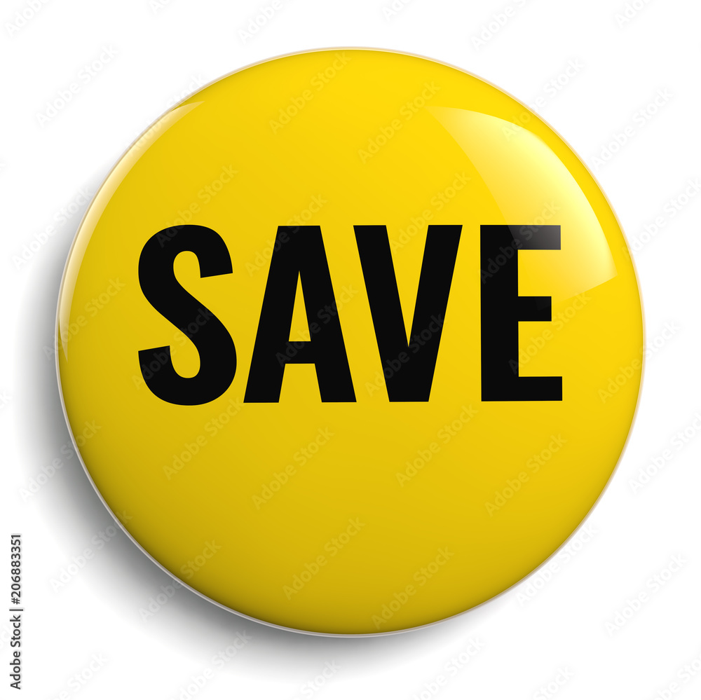 Save Yellow Round Symbol Isolated Save Yellow Round Symbol Isolated