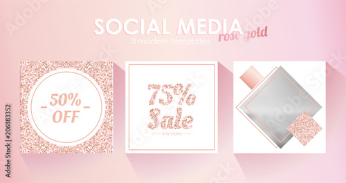 Social media banner template for your blog or business.  Cute pastel rose pink design