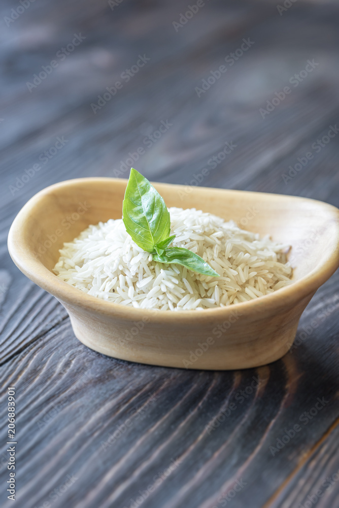Bowl of uncooked basmati rice Bowl of uncooked basmati rice