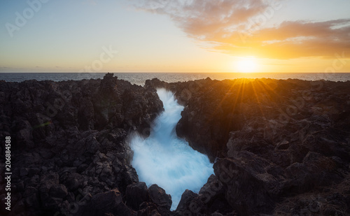 Sunset at the Gouffre of Etang Salé in Reunion Island