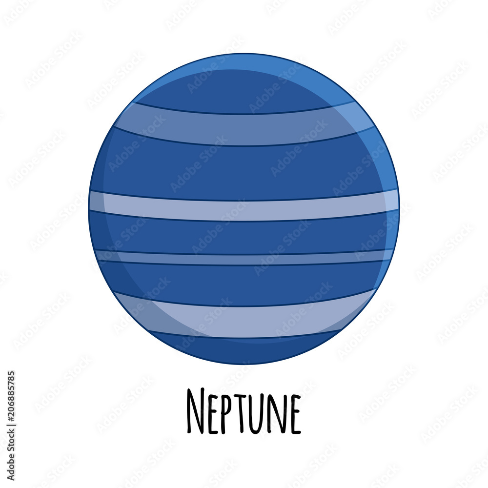 Cartoon Neptune planet. Vector illustration isolated on white b Cartoon Neptune planet. Vector illustration isolated on white b