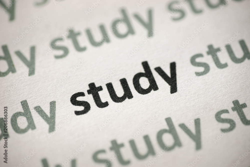 word study printed on paper macro word study printed on paper macro