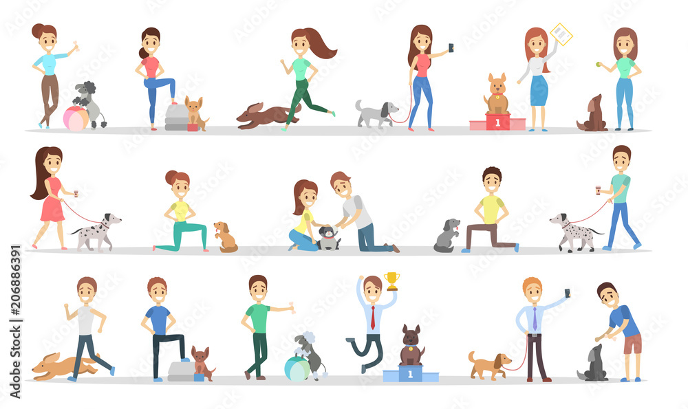People with dogs set.