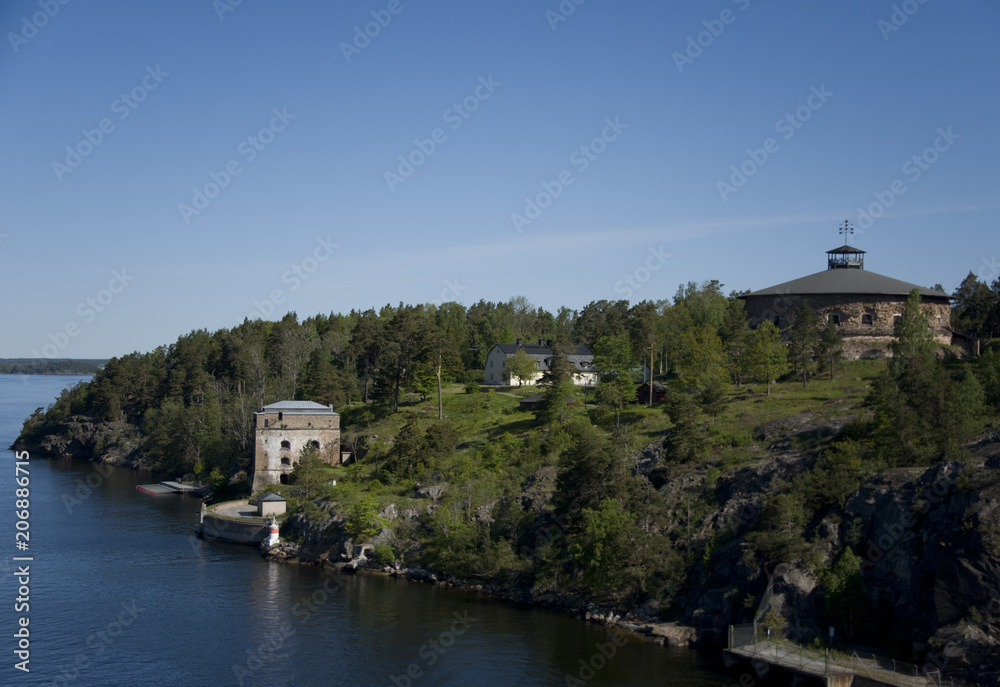Old fortress Oscar Fredriksborg in the archipelago of Stockholm at Rindo in Vaxholm Old fortress Oscar Fredriksborg in the archipelago of Stockholm at Rindo in Vaxholm