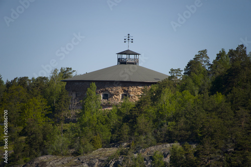 Old fortress Oscar Fredriksborg in the archipelago of Stockholm at Rindo in Vaxholm photo
