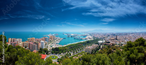 Panorama cityscape of Malaga, Spain