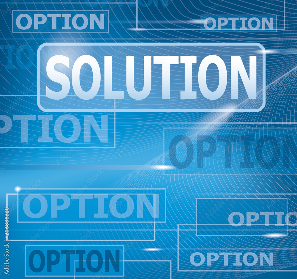 Solution. Vector illustration of a touch screen in which there are several keys with the word option and a key with the word solution. Solution. Vector illustration of a touch screen in which there are several keys with the word option and a key with the word solution.