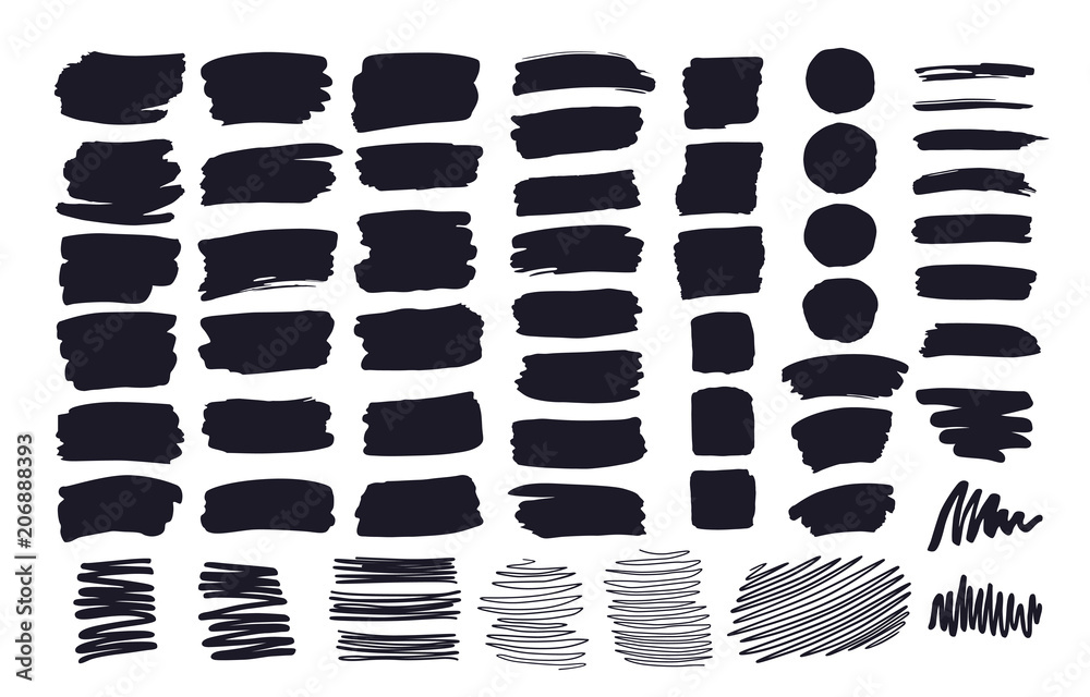 Brush and pencil strokes. Vector set Brush and pencil strokes. Vector set