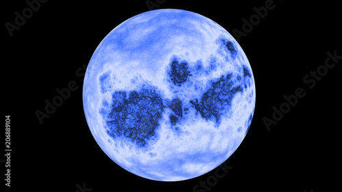 Cloudy planet blue in space isolated