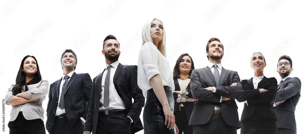 happy successful business team isolated on white background