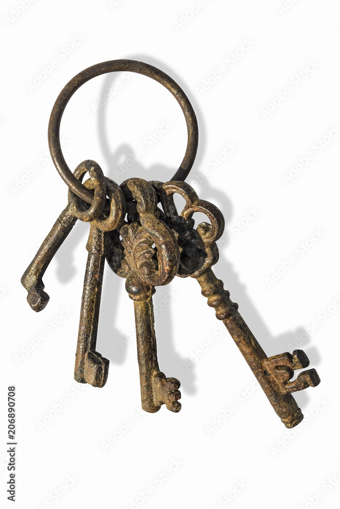 Bunch of old keys isolated on white background Bunch of old keys isolated on white background