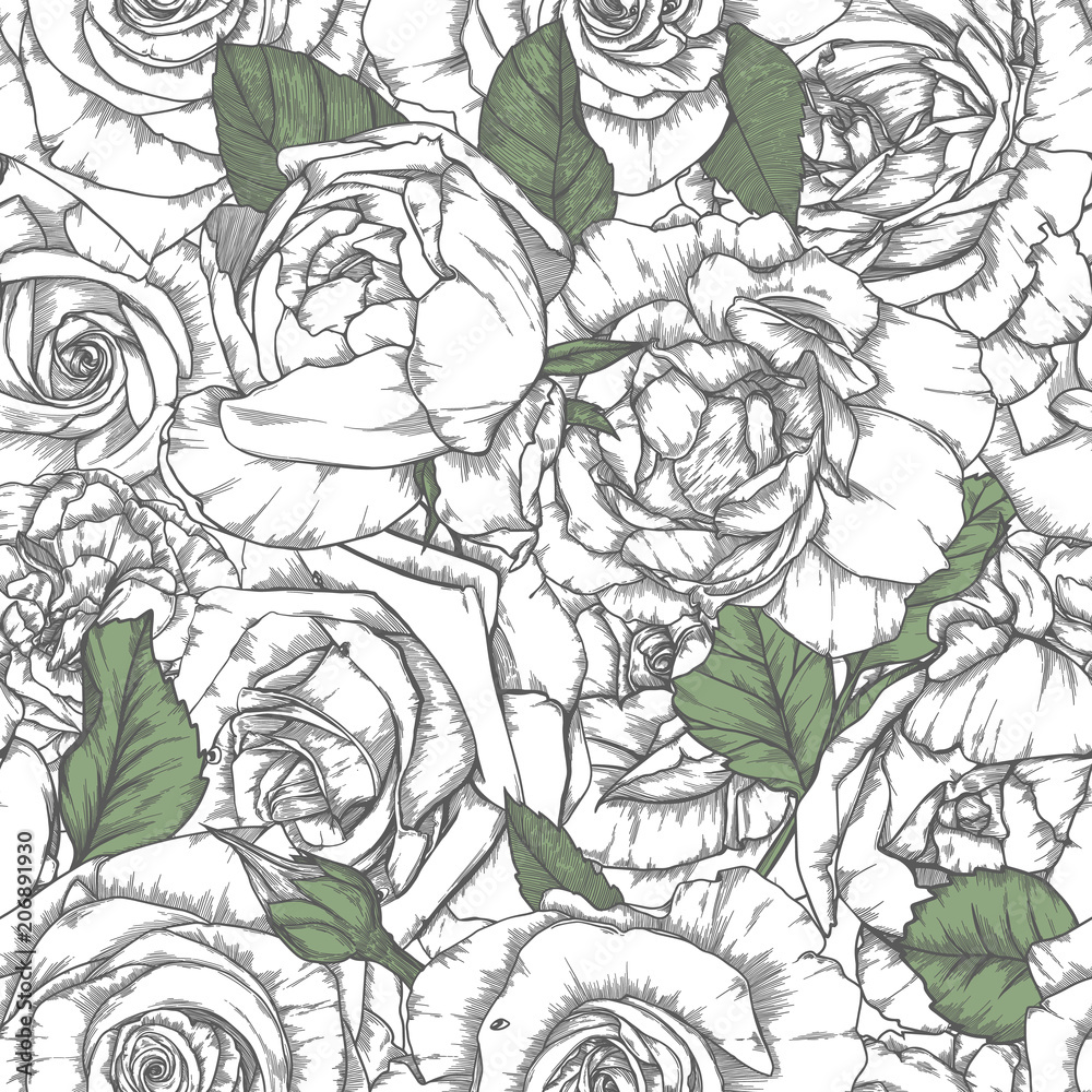 custom made wallpaper toronto digitalSeamless pattern with roses Vintage design