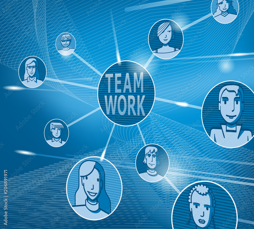 Teamwork. Vector illustration of a touch screen with a representation of teamwork. Teamwork. Vector illustration of a touch screen with a representation of teamwork.
