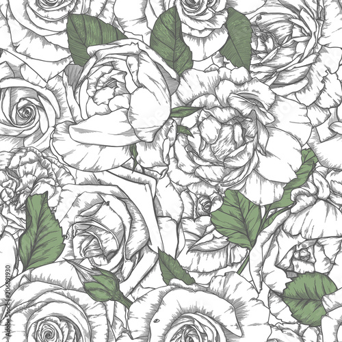 Wallpaper Mural Seamless pattern with roses Vintage design Torontodigital.ca
