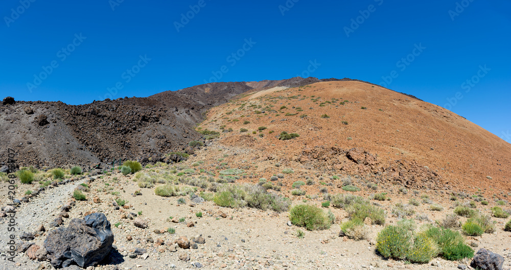 Lava flow on the hill-side of the Teide Volcano. Parque Nacional del Teide on Tenerife, Canary Islands