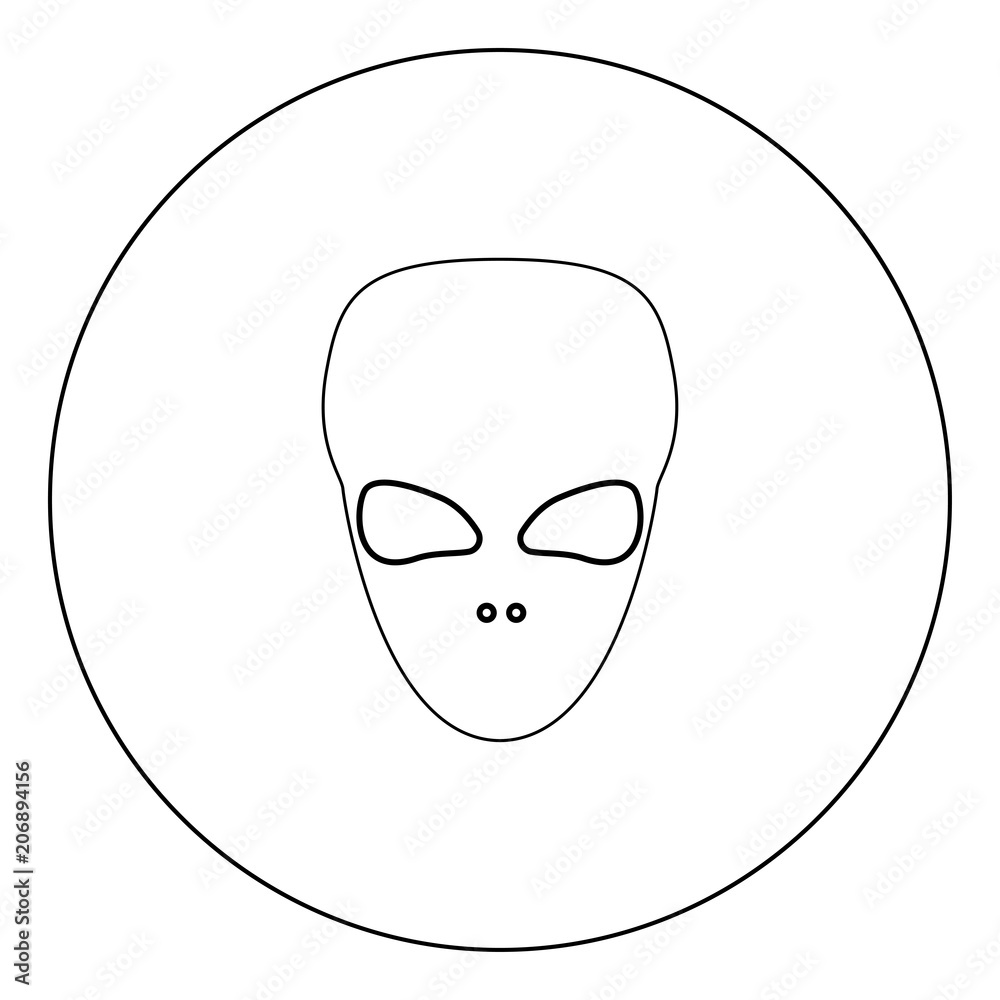 Extraterrestrial alien face or head black icon in circle vector illustration isolated . Extraterrestrial alien face or head black icon in circle vector illustration isolated .