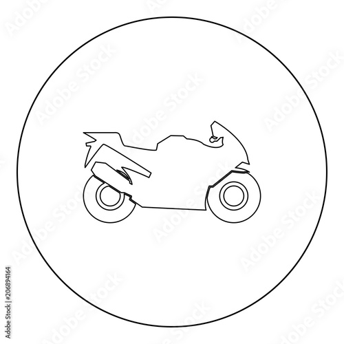 Motorcycle black icon in circle vector illustration isolated .