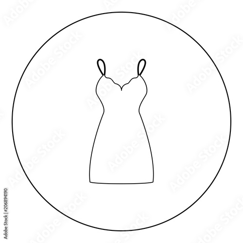 Sundress  combination or nightie black icon in circle vector illustration isolated .