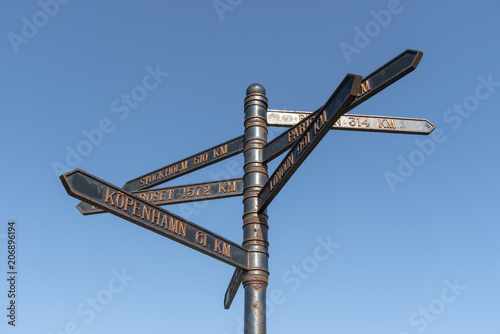 Sign with distances in Smygehuk