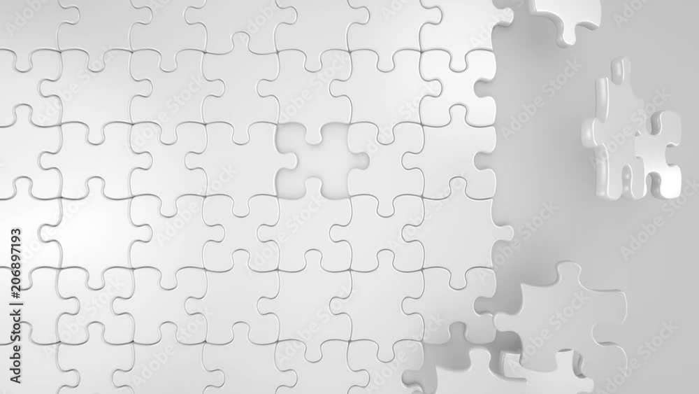 Beautiful 3d Animation of the Falling Final Puzzle Piece Red Color in Empty Place. Right Solution Business Concept. Green Screen. Alpha Mask. 4k UHD 3840x2160.