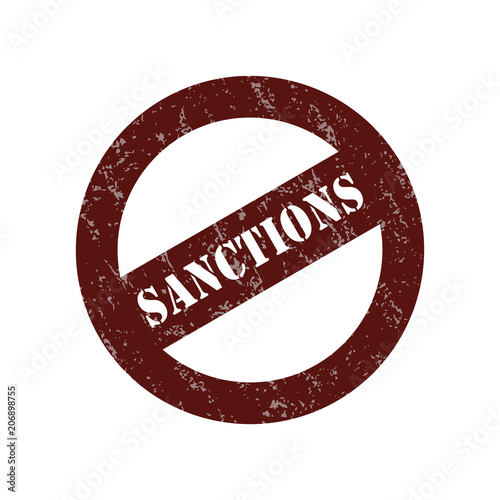 Stamp with the inscription of the sanctions. Vector isolated on white background.