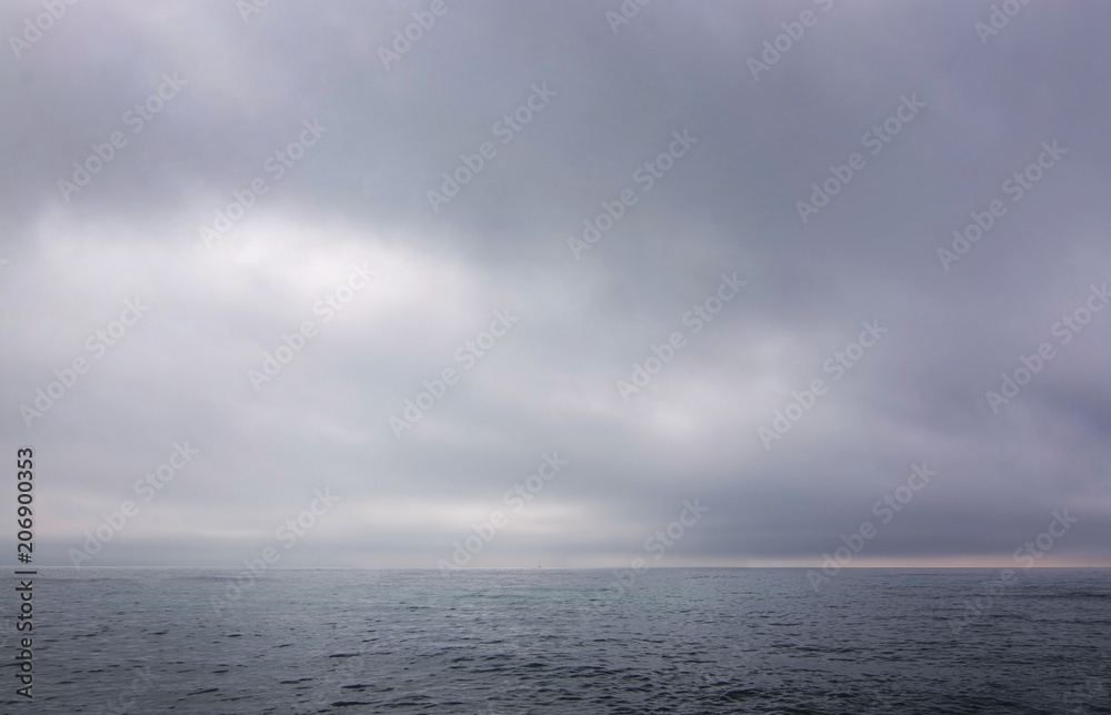 Misty foggy ocean landscape