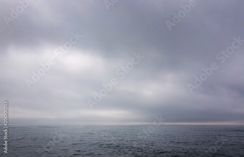 Misty foggy ocean landscape