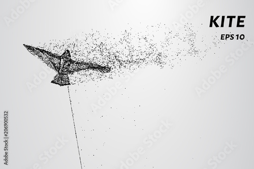 Kite made of particles. Kite consists of dots and circles.