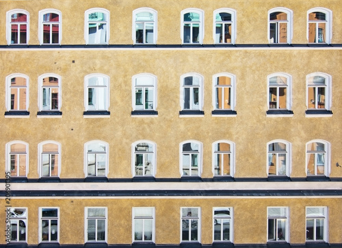 Photography Classic yellow roughcast Swedish residential building
