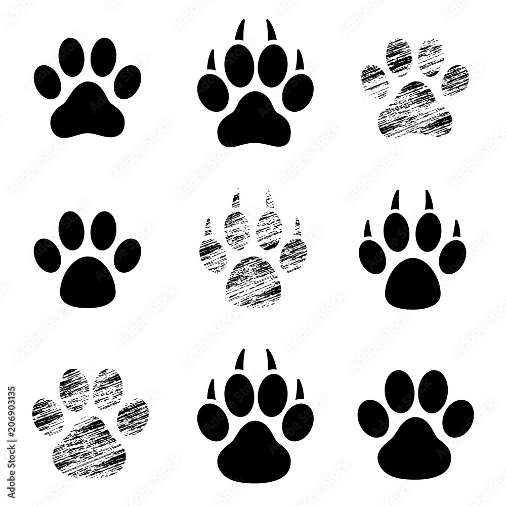 Fototapeta premium Czarny zestaw Paw Print - wektor.