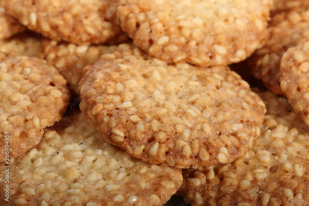 Round cookies with sesame seeds Round cookies with sesame seeds