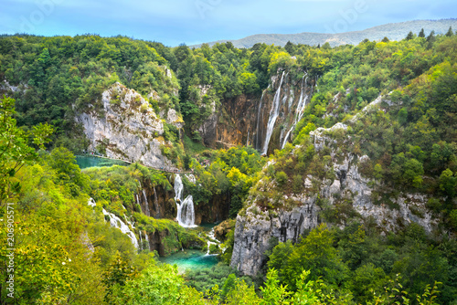 Waterfall in Plitvice Lakes National Park. Croatia, Europe