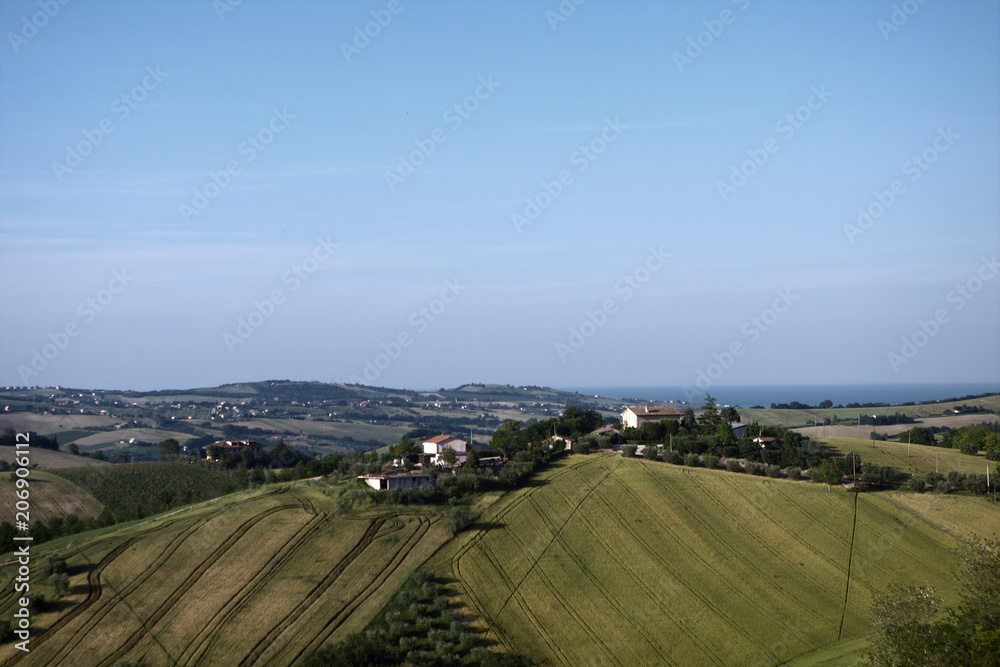 Marche,campagna,panorama,colline,mare Adriatico,Italia